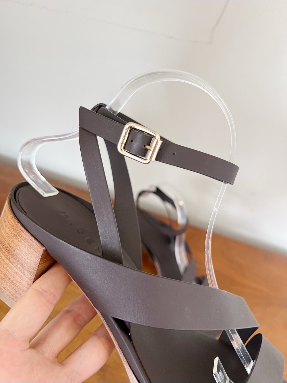 M GEMI • The Moira strappy block heel sandals calf leather Italy designer - Picture 8 of 16
